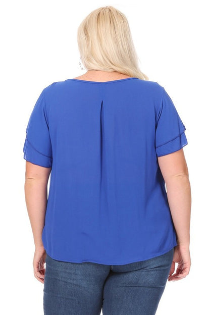 Flutter Sleeved Blouse -Plus Sized - Pikemla