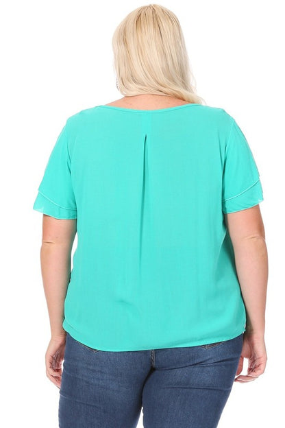 Flutter Sleeved Blouse -Plus Sized - Pikemla