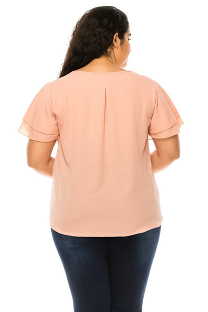 Flutter Sleeved Blouse -Plus Sized - Pikemla