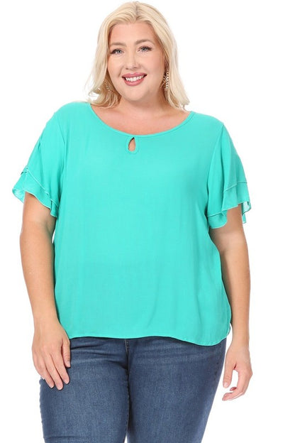 Flutter Sleeved Blouse -Plus Sized - Pikemla