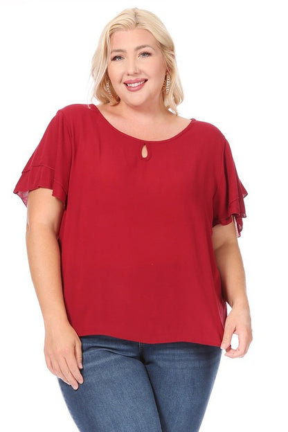 Flutter Sleeved Blouse -Plus Sized - Pikemla