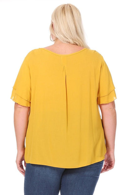 Flutter Sleeved Blouse -Plus Sized - Pikemla