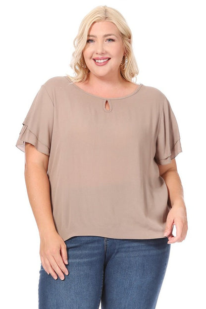 Flutter Sleeved Blouse -Plus Sized - Pikemla