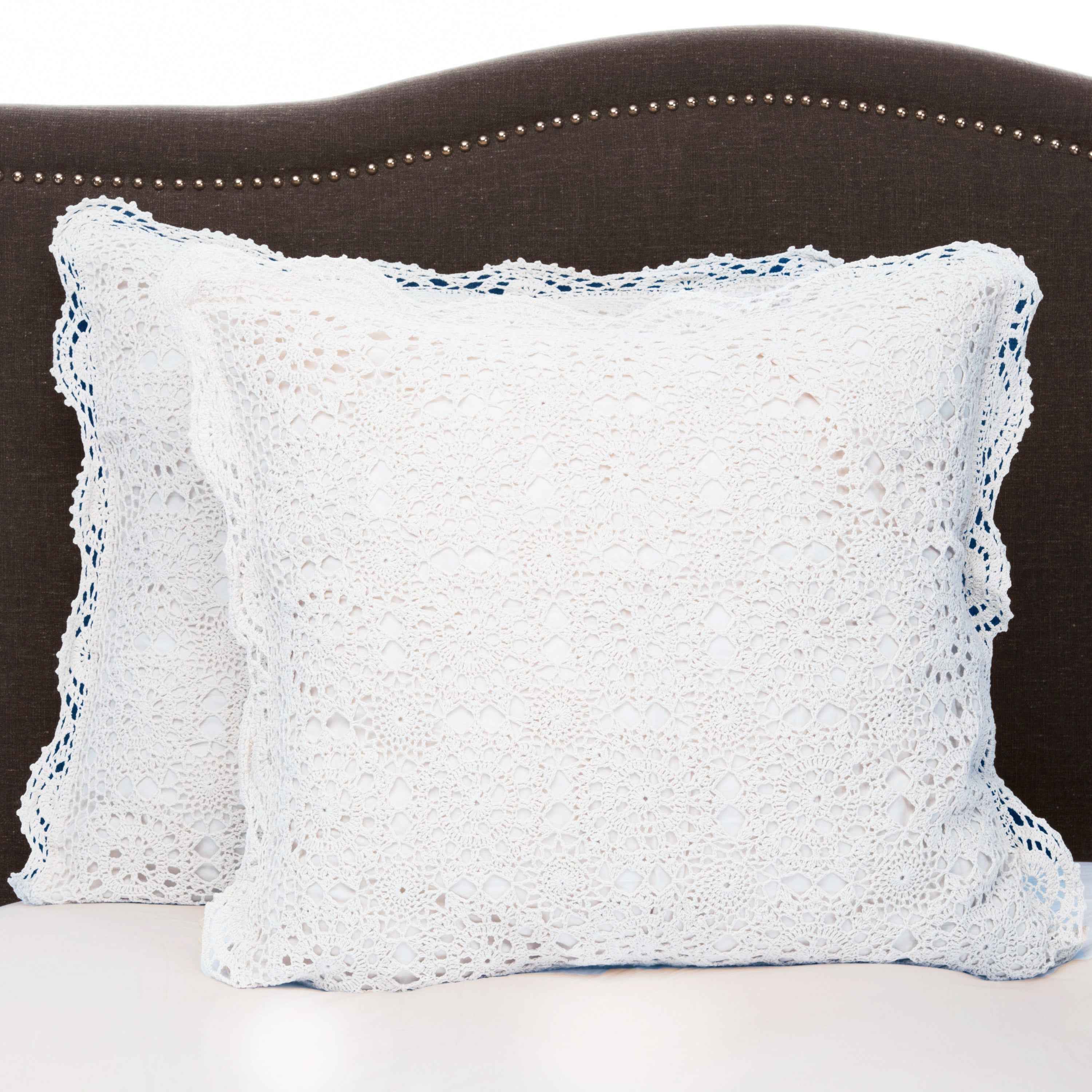 Hand Made Crochet Cotton Pillow Sham Pairs