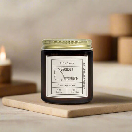 Georgia - Cozy Scented Candles - Coconut Apricot Wax - Beachwood Fragrance