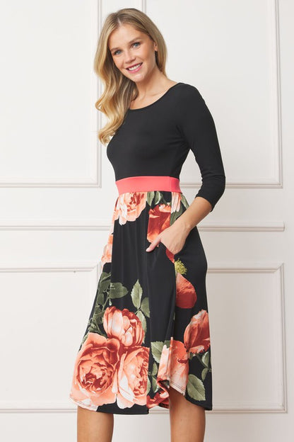 Curved Hem Band Midi Dress - Pikemla