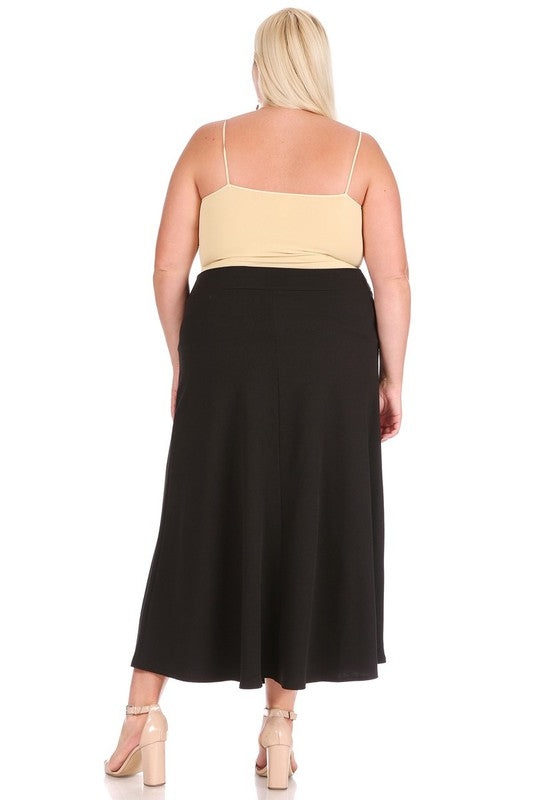 Solid A-Line Maxi Skirt -Plus Sized - Pikemla