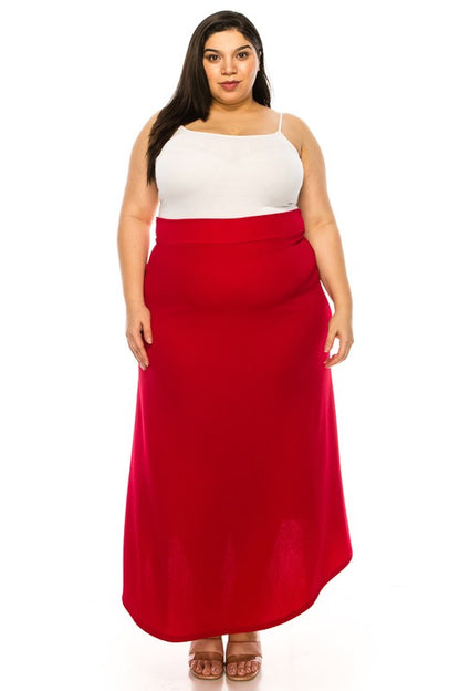 Solid A-Line Maxi Skirt -Plus Sized - Pikemla