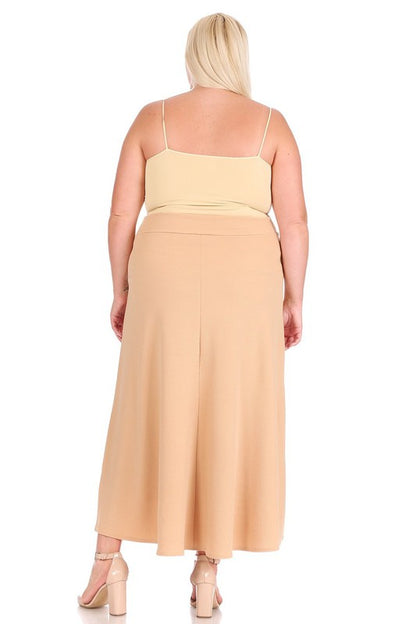 Solid A-Line Maxi Skirt -Plus Sized - Pikemla