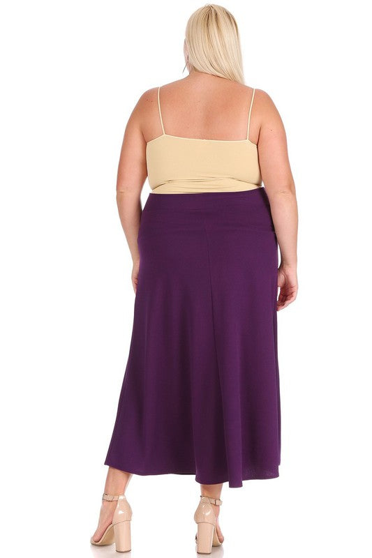 Solid A-Line Maxi Skirt -Plus Sized - Pikemla