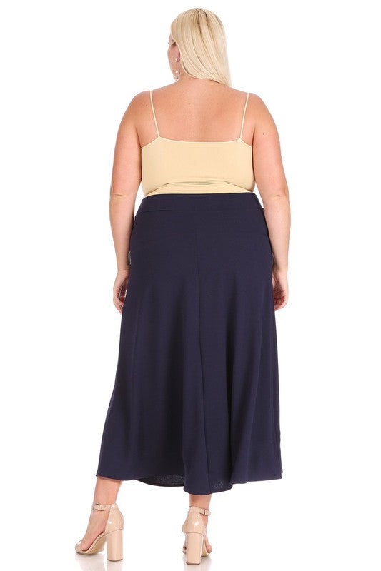 Solid A-Line Maxi Skirt -Plus Sized - Pikemla