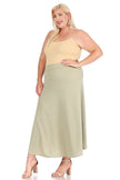 Solid A-Line Maxi Skirt -Plus Sized - Pikemla