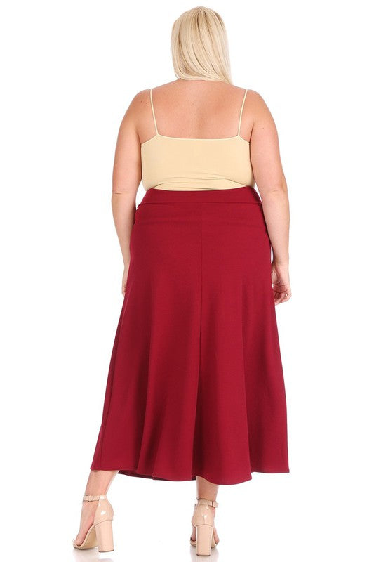 Solid A-Line Maxi Skirt -Plus Sized - Pikemla