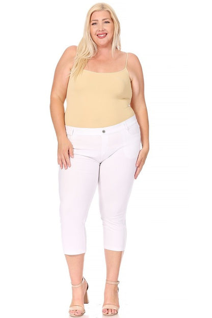 stretchy, pull up, capri jeggings -Plus Sized - Pikemla