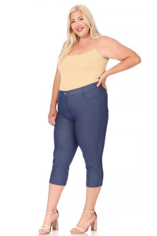 Plus size, stretchy, pull up, capri jeggings - Pikemla