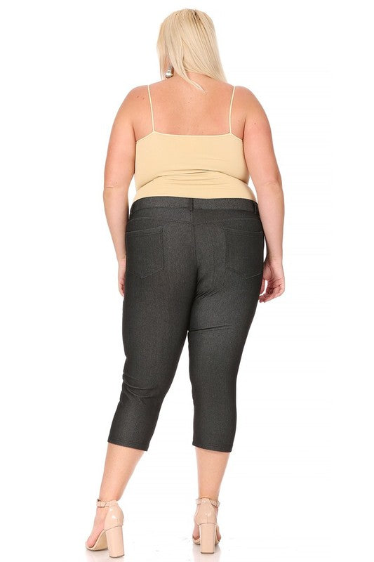 Plus size, stretchy, pull up, capri jeggings - Pikemla