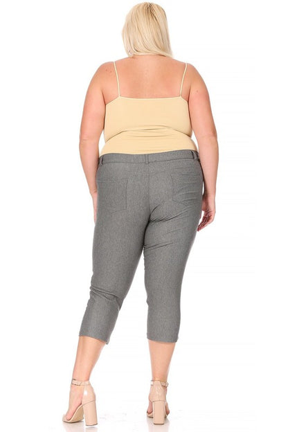 stretchy, pull up, capri jeggings -Plus Sized - Pikemla