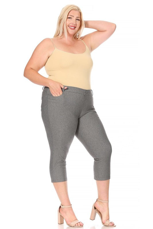 Plus size, stretchy, pull up, capri jeggings - Pikemla