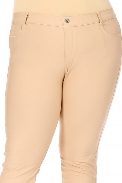 stretchy, pull up, capri jeggings -Plus Sized - Pikemla