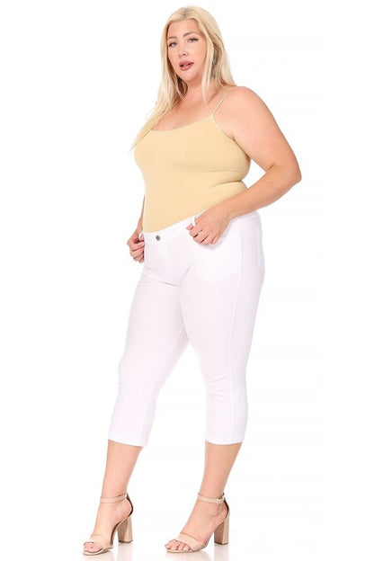 stretchy, pull up, capri jeggings -Plus Sized - Pikemla