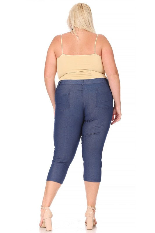 Plus size, stretchy, pull up, capri jeggings - Pikemla