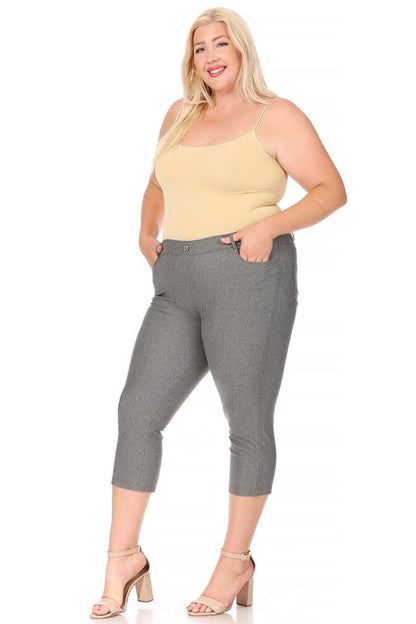 stretchy, pull up, capri jeggings -Plus Sized - Pikemla