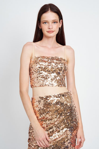 SEQUIN RECHED TUBE TOP - Pikemla