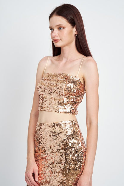 SEQUIN RECHED TUBE TOP - Pikemla