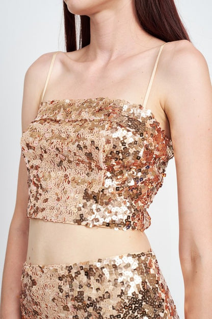 SEQUIN RECHED TUBE TOP - Pikemla