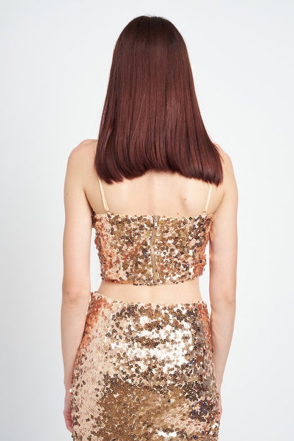 SEQUIN RECHED TUBE TOP - Pikemla