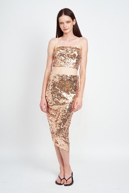 SEQUIN RECHED TUBE TOP - Pikemla