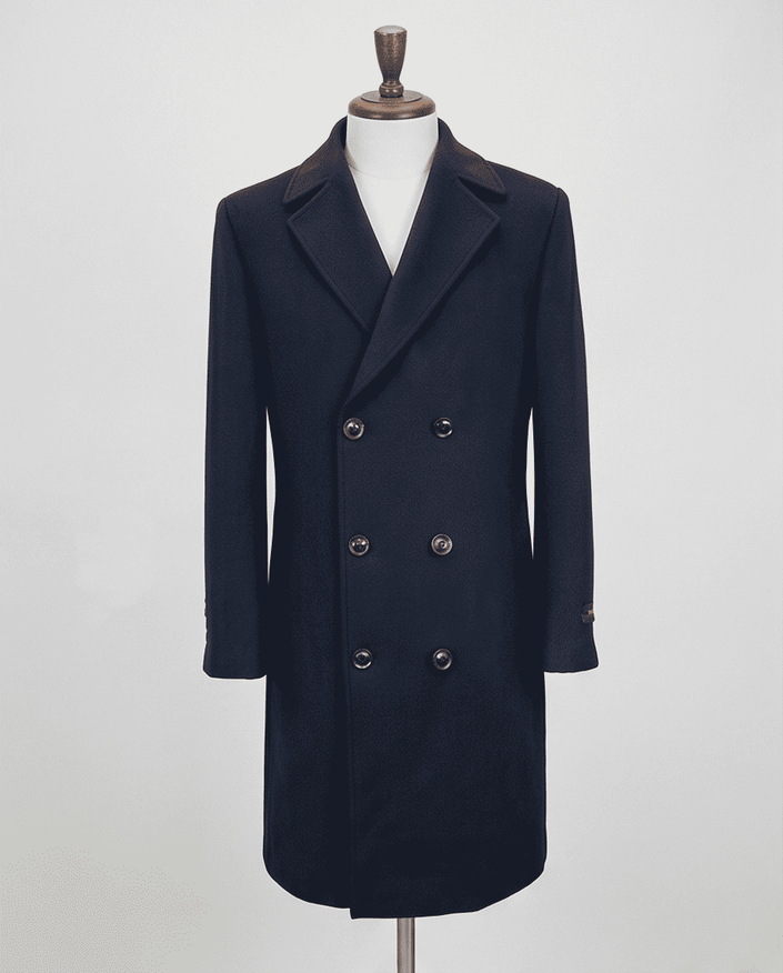 Classic Double-Breasted Wool Blend Overcoat