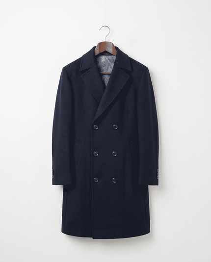Classic Double-Breasted Wool Blend Overcoat