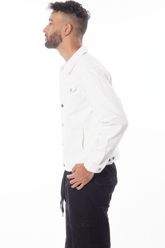 Men's White Denim Jacket - Pikemla