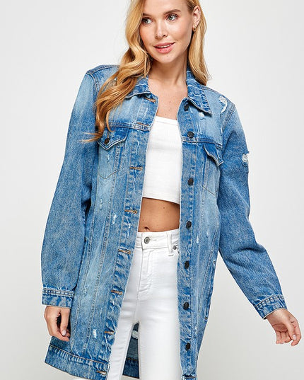 Ayala Distressed Demin Jacket - Pikemla