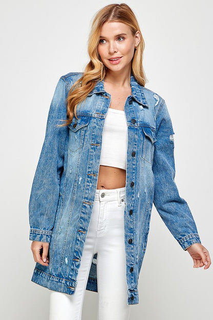 Ayala Distressed Demin Jacket - Pikemla