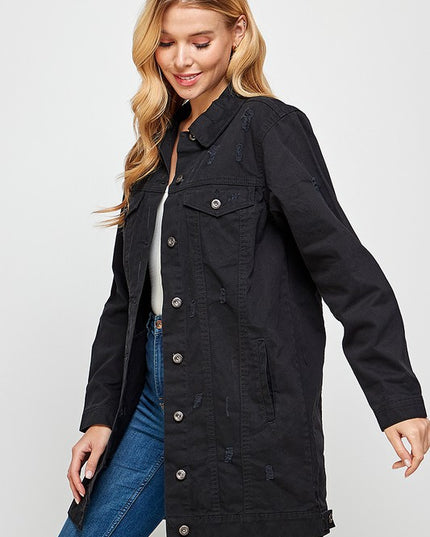 Ayala Distressed Demin Jacket - Pikemla