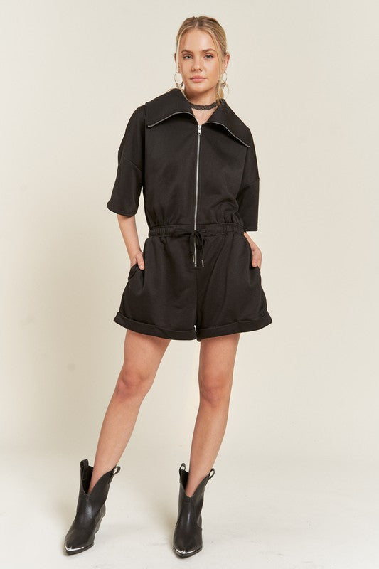 TERRY ZIP FRONT ROMPER - Pikemla