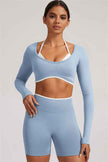 The Elevate Long Sleeve Crop top Shorts 2-Piece Set