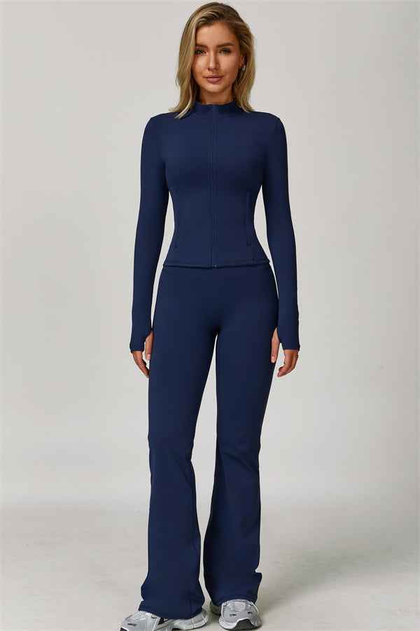 The Refresh Jacket Sports Bra Flared Leggings 3-Piece Set