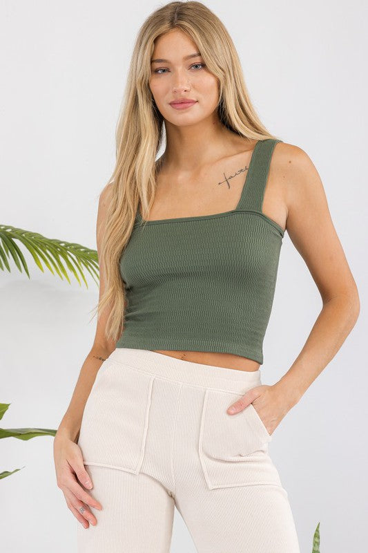 Seamless Textured Crop Tank - Pikemla