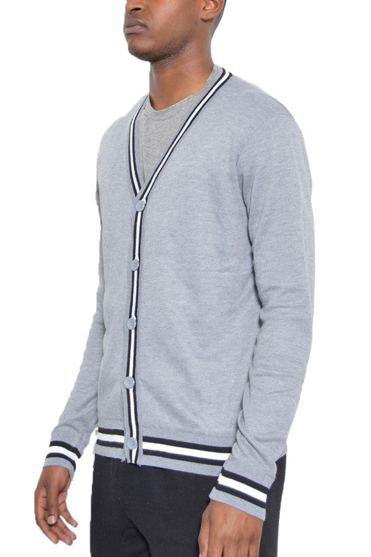 Men’s Black Striped Cardigan - Pikemla