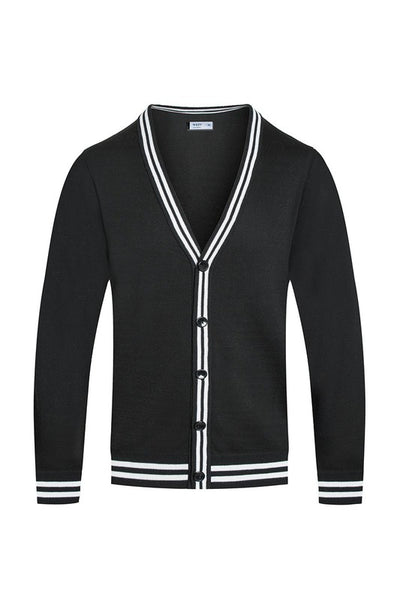 Men’s Black Striped Cardigan - Pikemla