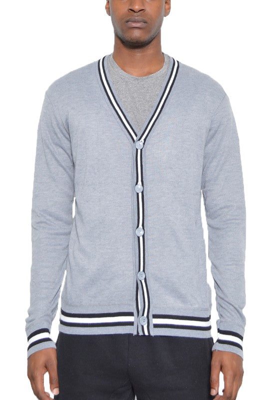 Men’s Black Striped Cardigan - Pikemla