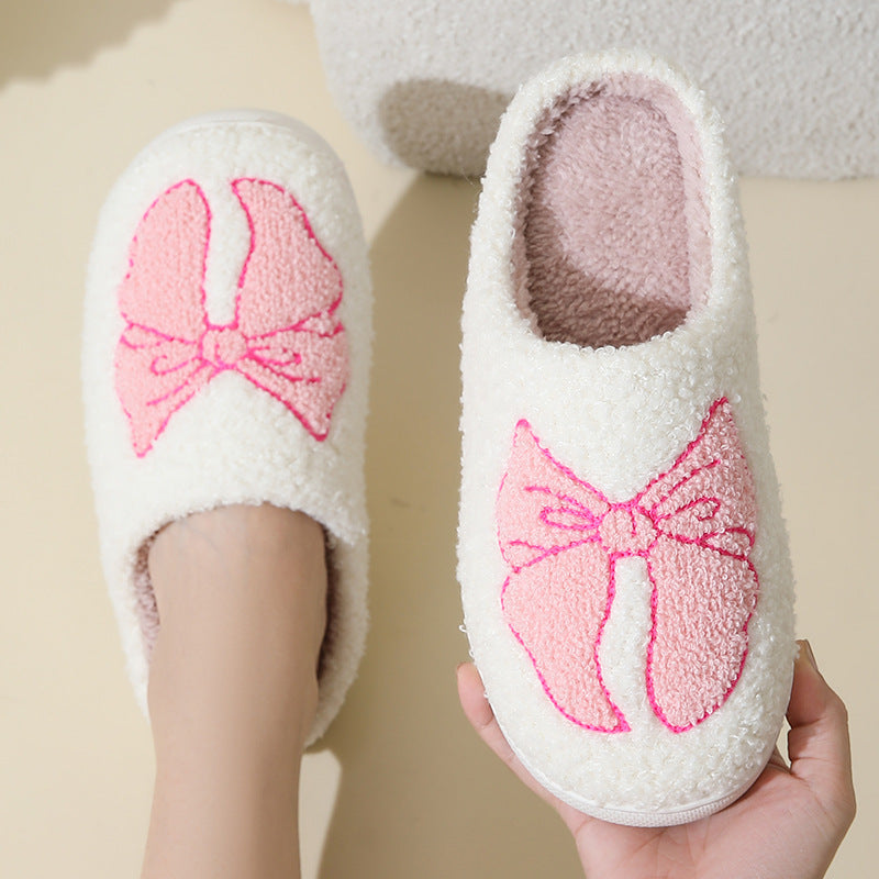 Cute Cartoon Bow Knot Cotton Slippers