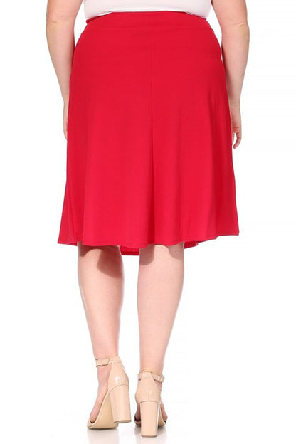 Red A-Line Skirt -Plus Sized - Pikemla