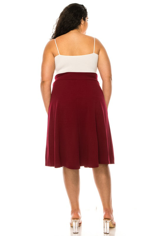 Red A-Line Skirt -Plus Sized - Pikemla