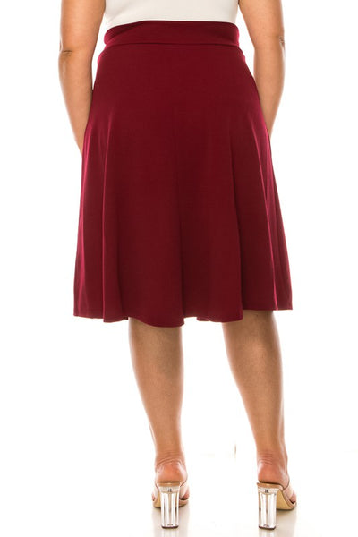 Red A-Line Skirt -Plus Sized - Pikemla