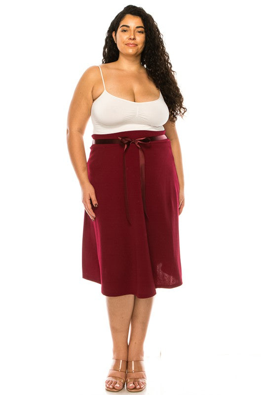 Red A-Line Skirt -Plus Sized - Pikemla