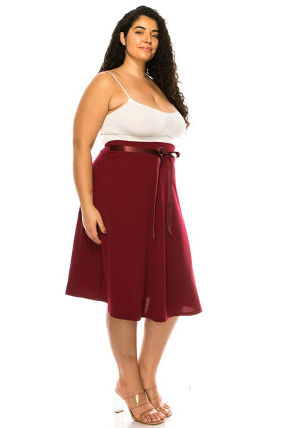 Red A-Line Skirt -Plus Sized - Pikemla